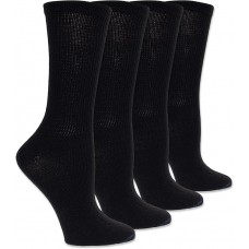 Dr. Scholl's Women's Diabetes & Circulatory Crew Socks, 4 Pair, Black, Women's Size 4-10