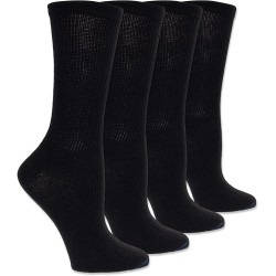 Dr. Scholl's Women's Diabetes & Circulatory Crew Socks, 4 Pair, Black, Women's Size 4-10