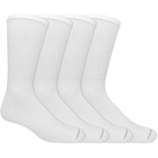 Dr. Scholl's Men's Diabetes & Circulatory Crew Socks, 4 Pair, White, Men's Shoe Size 6-12.5