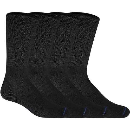 Dr. Scholl's Men's Diabetes & Circulatory Crew Socks, 4 Pair, Black, Men's Shoe Size 6-12.5