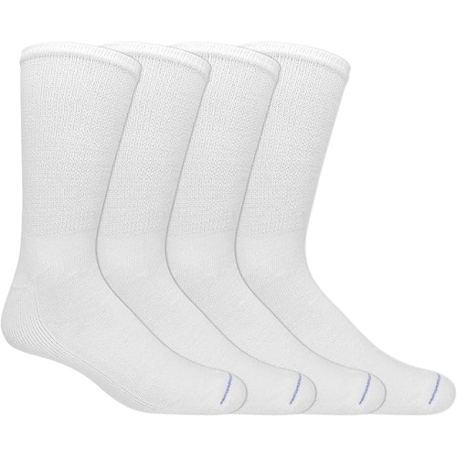 Dr. Scholl's Men's Diabetes & Circulatory Crew Socks, 4 Pair, White, X-Large (Men's size 12.5-14)