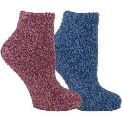 Dr. Scholl's Women's Fuzzy Spa Low Cut Socks, 2 Pair, pink/blue, Women's Size 4-10