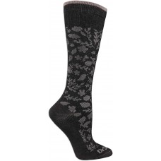 Dr. Scholl's Women's Knee High Graduated Compression - Lace Floral Pattern Socks, 1 Pair, Black/Pink, Women's Size 4-10