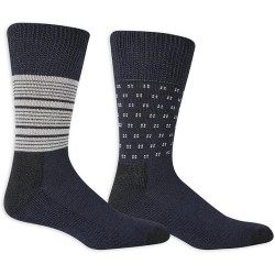Dr. Scholl's Men's American Lifestyle Collection BlisterGuard Crew Socks, 2 Pair, Navy/Black, Large (Men's Size 7-12/Women's 8-12)