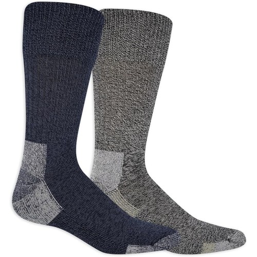 Dr. Scholl's Men's American Lifestyle Collection BlisterGuard Crew Socks, 2 Pair, Navy Assorted, Mens Shoe Size 6.5-12