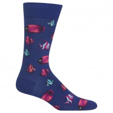 Hotsox Men's Tropical Fish Socks 1 Pair, Dark Blue, Men's 8.5-12 Shoe