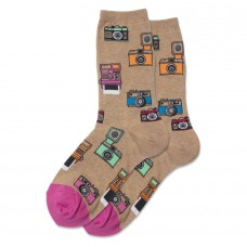 Hotsox Women's Vintage Cameras Socks 1 Pair, Hemp Heather, Women's 4-10 Shoe