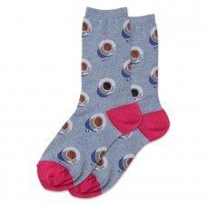 Hotsox Women's Coffee Cups Socks 1 Pair, Blue Heather, Women's 4-10 Shoe