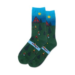 Hotsox Women's Cabin Scene Socks 1 Pair, Olive, Women's 4-10 Shoe Hotsox Women's Cabin Scene Socks 1 Pair, Olive, Women's 4-10 Shoe