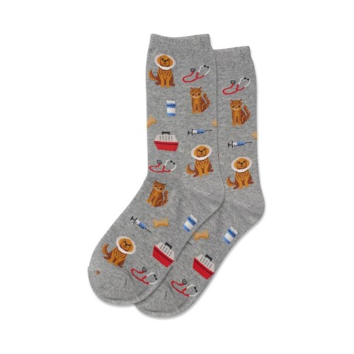 Hotsox Women's Veterinarian Socks 1 Pair, Grey Heather, Women's 4-10 Shoe