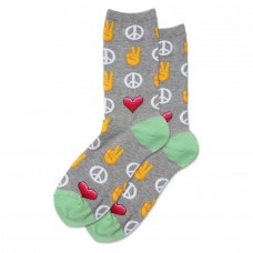 Hotsox Women's Peace And Love Socks 1 Pair, Grey Heather, Women's 4-10 Shoe