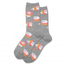 Hotsox Women's Donut Cat Socks 1 Pair, Grey Heather, Women's 4-10 Shoe