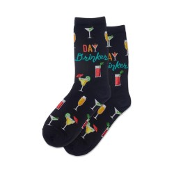 Hotsox Women's Day Drinker Socks 1 Pair, Black, Women's 4-10 Shoe