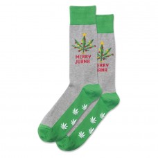 Hotsox Men's Merry Juana Non Skid Socks 1 Pair, Grey Heather, Men's 8.5-12 Shoe