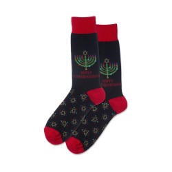 Hotsox Men's Chrismukkah Socks 1 Pair, Black, Men's 8.5-12 Shoe Hotsox Men's Chrismukkah Socks 1 Pair, Black, Men's 8.5-12 Shoe
