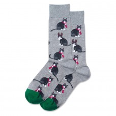 Hotsox Men's Reindeer Cat Socks 1 Pair, Grey Heather, Men's 8.5-12 Shoe