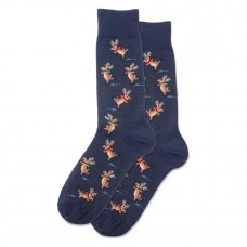 Hotsox Men's Skating Reindeer Socks 1 Pair, Denim Heather, Men's 8.5-12 Shoe