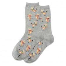 Hotsox Women's Skating Reindeers Socks 1 Pair, Grey Heather, Women's 4-10 Shoe