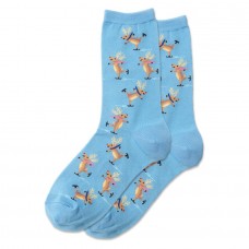 Hotsox Women's Skating Reindeers Socks 1 Pair, Light Blue, Women's 4-10 Shoe