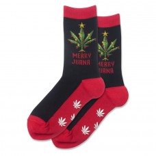 Hotsox Women's Merry Juana Non Skid Socks 1 Pair, Black, Women's 4-10 Shoe