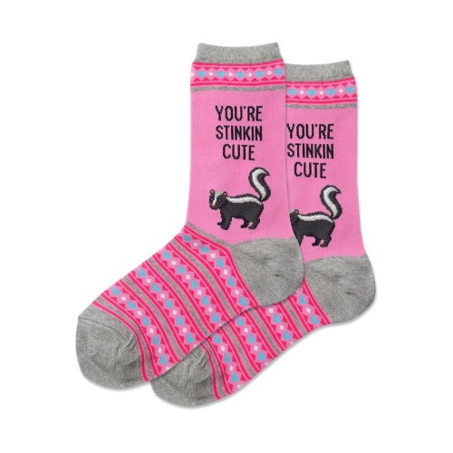 Hotsox Women's Youre Stinkin Cute Socks 1 Pair, Pink, Women's 4-10 Shoe