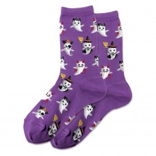 Hotsox Women's Costume Ghosts Socks 1 Pair, Purple, Women's 4-10 Shoe