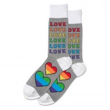 Hotsox Men's Rainbow Love Socks 1 Pair, Grey Heather, Men's 8.5-12 Shoe