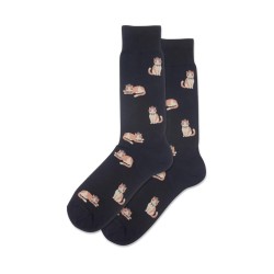 Hotsox Men's Fancy Cat Socks 1 Pair, Black, Men's 8.5-12 Shoe