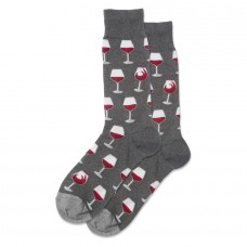 Hotsox Men's Wine Glass Socks 1 Pair, Charcoal Heather, Men's 8.5-12 Shoe