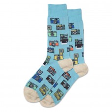 Hotsox Men's Vintage Cameras Socks 1 Pair, Sky Blue, Men's 8.5-12 Shoe