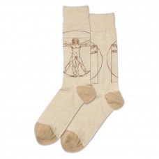 Hotsox Men's Vitruvian Man Socks 1 Pair, Natural Melange, Men's 8.5-12 Shoe