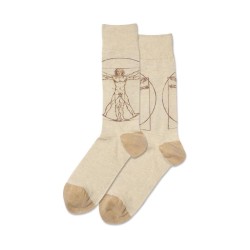 Hotsox Men's Vitruvian Man Socks 1 Pair, Natural Melange, Men's 8.5-12 Shoe