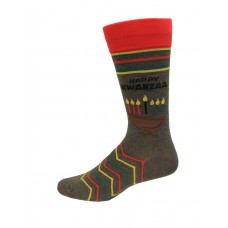 Hot Sox Men's Happy Kwanzaa Crew Sock 1 Pair, Charcoal Heather, Men's 10-13