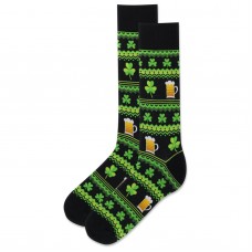 HotSox Men's St Patricks Day Fair Isle Socks 1 Pair, Black, Men's 10-13 Shoe