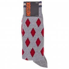 Hot Sox Men's Mini Argyle Crew Socks 1 Pair, Grey Heather, Men's Shoe 10-13