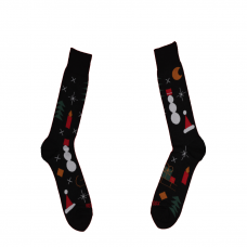 Hot Sox Men's Geo Christmas Crew Socks 1 Pair, Black, Men's 6-12 Shoe