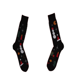Hot Sox Men's Geo Christmas Crew Socks 1 Pair, Black, Men's 6-12 Shoe