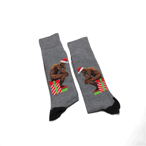 Hot Sox Men's Santa Thinker Crew Socks 1 Pair, Charcoal Heather, Men's 6-12 Shoe