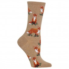 Hot Sox Women's Foxes Crew Socks 1 Pair, Hemp Heather, Women's 4-10 Shoe