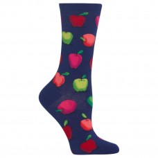 Hot Sox Women Apples Crew Socks 1 Pair, Dark Blue, Women's 4-10 Shoe