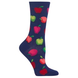 Hot Sox Women Apples Crew Socks 1 Pair, Dark Blue, Women's 4-10 Shoe