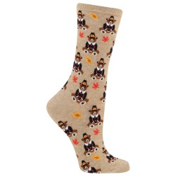 Hot Sox Women's Pilgrim Bears Crew Socks 1 Pair, Hemp Heather, Women's 4-10 Shoe