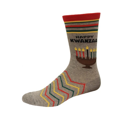 Hot Sox Women's Happy Kwanzaa Crew Sock 1 Pair, Grey Heather, Women's 9-11
