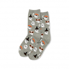 Hot Sox Women's Cute Ghost Crew Socks 1 Pair, Heather Grey, Women's 4-10 Shoe