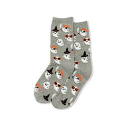 Hot Sox Women's Cute Ghost Crew Socks 1 Pair, Heather Grey, Women's 4-10 Shoe