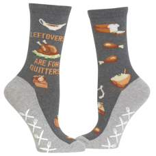 Hot Sox Women's Leftovers Are For Quitters Non Skid Crew Socks 1 Pair, Charcoal Heather, Women's 4-10 Shoe