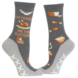 Hot Sox Women's Leftovers Are For Quitters Non Skid Crew Socks 1 Pair, Charcoal Heather, Women's 4-10 Shoe