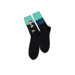 Hot Sox Women's Santa Mona Lisa Crew Socks 1 Pair, Black, Women's 4-10 Shoe Hot Sox Women's Santa Mona Lisa Crew Socks 1 Pair, Black, Women's 4-10 Shoe