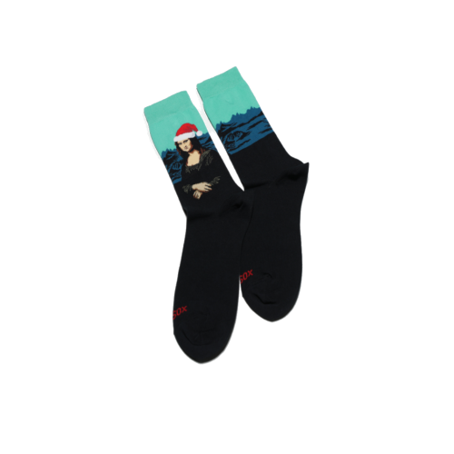 Hot Sox Women's Santa Mona Lisa Crew Socks 1 Pair, Black, Women's 4-10 Shoe