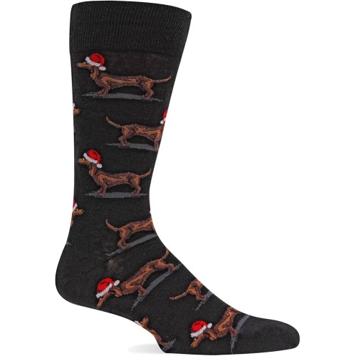 HotSox Mens Christmas Santa Dog Slack Socks, Black, 1 Pair, Mens Shoe 6-12.5 HotSox Mens Christmas Santa Dog Slack Socks, Black, 1 Pair, Mens Shoe 6-12.5